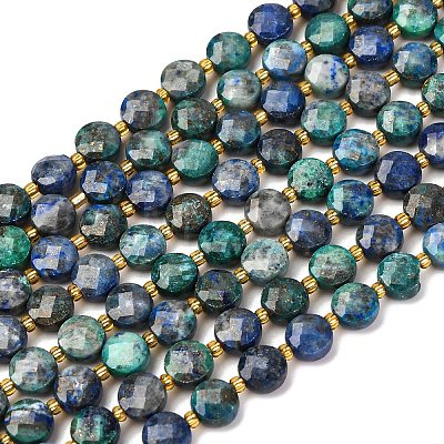 Natural Chrysocolla and Lapis Lazuli Beads Strands G-K389-B81-01-1