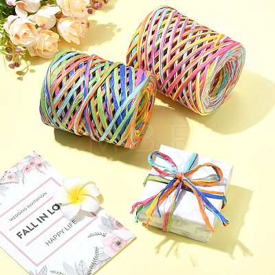 2 Rolls 2 Colors 80M Raffia Ribbon OCOR-CJ0004-10-1