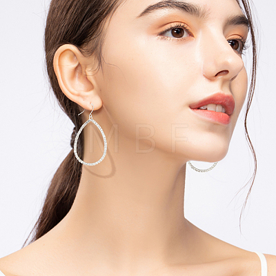 4 Pairs 4 Style Crystal Rhinestone Hollow Out Teardrop Dangle Earrings EJEW-AN0003-09-1