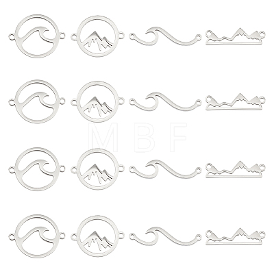 Unicraftale 16Pcs 4 Styles 201 & 304 Stainless Steel Connector Charms STAS-UN0047-47-1