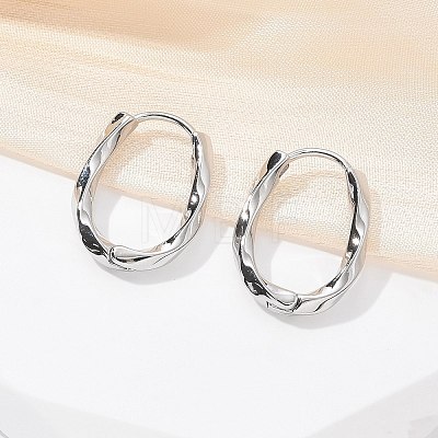 Brass Twist Hoop Earrings EJEW-Q014-02P-1