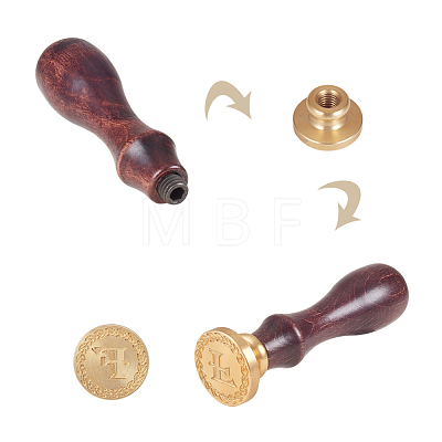 DIY Letter Scrapbook Brass Wax Seal Stamps and Wood Handle AJEW-P068-B06-1