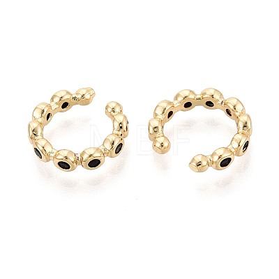 Brass Pave Cubic Zirconia Cuff Earrings EJEW-T049-03A-G-1