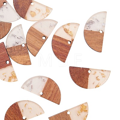 Transparent Resin & Walnut Wood Pendants RESI-CJ0001-46-1