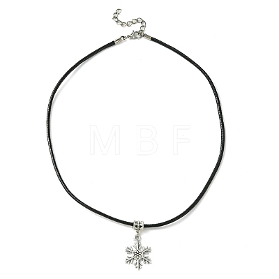 Tibetan Style Alloy Snowflake Pendant Necklaces NJEW-JN04538-1