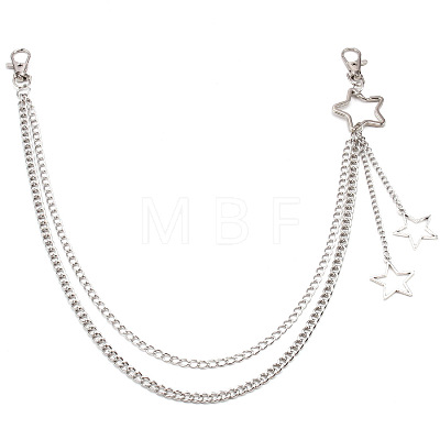 Iron Double Layer Curb Chain Hollow Star Char Pants Chains for Men Women WGF9380-01-1