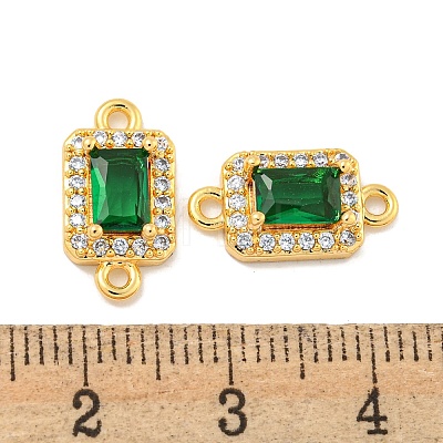 Brass Pave Clear & Green Cubic Zirconia Connector Charms KK-P275-45G-1