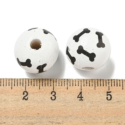 Printed Wood European Beads WOOD-G022-04A-1