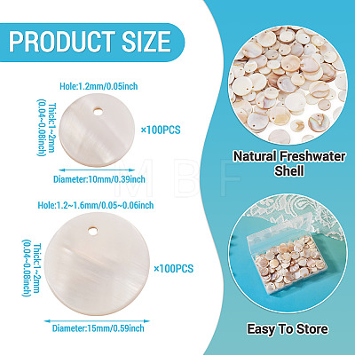 200Pcs 2 Styles Natural Freshwater Shell Disc Charms BSHE-TA0001-33-1