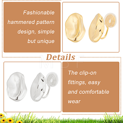 ANATTASOUL 2 Pairs 2 Colors Brass Twist Oval Cuff Earrings EJEW-AN0004-92-1