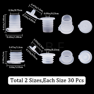 Gorgecraft 60Pcs 2 Styles Plastic Bottle Stoppers with Holes AJEW-GF0008-13-1