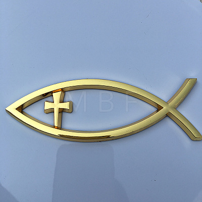 Waterproof 3D Jesus Fish ABS Plastic Self Adhesive Sticker RELI-PW0001-096B-01-1