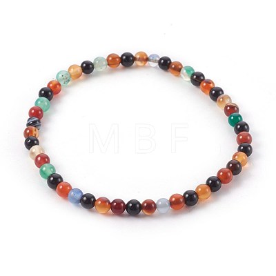 Natural Color Agate Beads Stretch Bracelets BJEW-JB04015-02-1