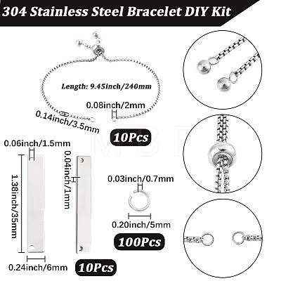 DIY 304 Stainless Steel Slider Bracelets Making Kits DIY-BBC0003-17-1
