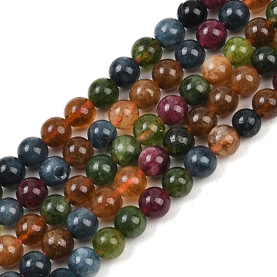 Natural Green Jade Imitation Tourmaline Beads Strands G-B046-08D-6mm-1