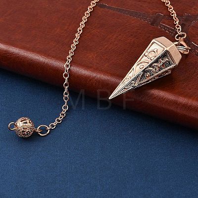 Rack Plating Brass Cone Dowsing Pendulum Pendants AJEW-G064-01RG-1