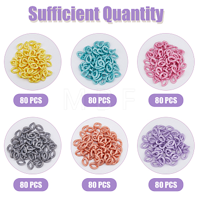480Pcs 6 Style Opaque Acrylic Linking Rings OACR-HY0001-06-1