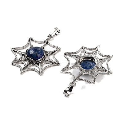 Natural Lapis Lazuli Spider Web Pendants G-Q163-09AS-03-1