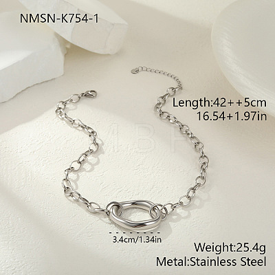 304 Stainless Steel Irregular Oval Pendant Necklaces for Women FS-WG50FE5-05-1