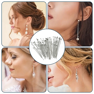 12 Styles 304 Stainless Steel Flat Head Pins & Eye Pin & Ball Head Pins STAS-YW0003-26-1