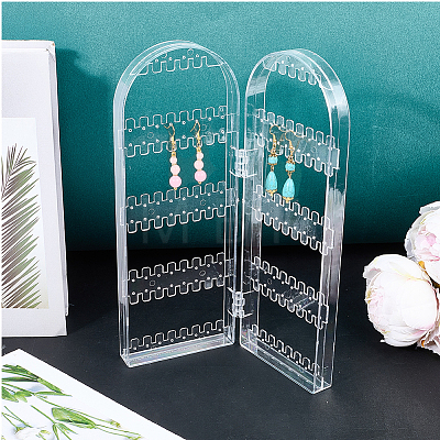 PS Plastic Earring Display Folding Screen Stands with 2 Folding Panels ODIS-WH0043-142B-02-1