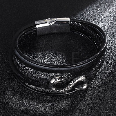 Leather Cords Multi-strand Bracelets with Magnetic Clasp PW-WG89659-01-1