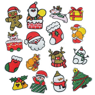 Christmas Theme Computerized Embroidery Cloth Self Adhesive Patches XMAS-PW0001-095S-1