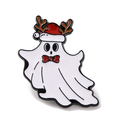 Christmas Theme Ghost with Deer Hat Enamel Pins JEWB-M043-06D-1