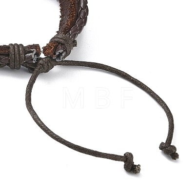 PU Leather & Waxed Cords Triple Layer Multi-strand Bracelets BJEW-G709-02A-1