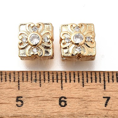 Brass Micro Pave Clear Cubic Zirconia Beads KK-M318-34G-01-1