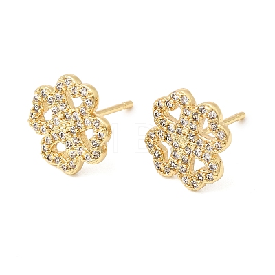 Valentine's Day Brass Micro Pave Clear Cubic Zirconia Stud Earrings EJEW-C186-22G-02-1