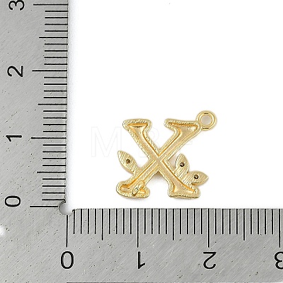 Brass Crystal Rhinestone Letter Links Connector Charms KK-S395-06G-X-1