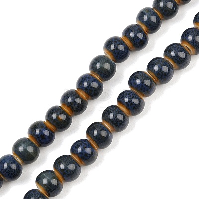 Handmade Fancy Antique Glazed Porcelain Ceramic Round Beads Strands PORC-L019-6mm-07A-1
