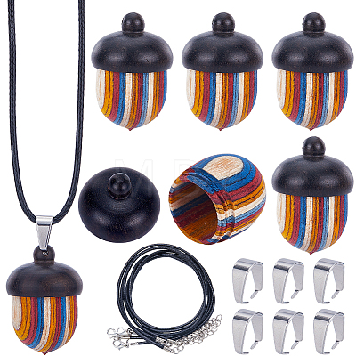 SUNNYCLUE DIY Acorn Locket Necklace Making Kit WOOD-SC0001-59A-1