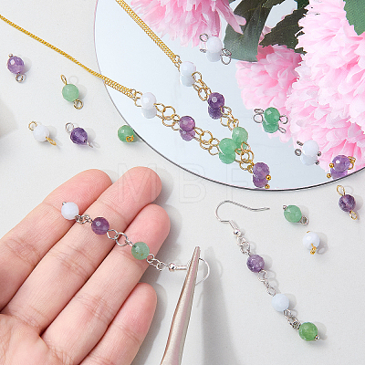 16Pcs 4 Colors Natural Amethyst Pendant and  Connector Charms Sets PALLOY-SW00081-1