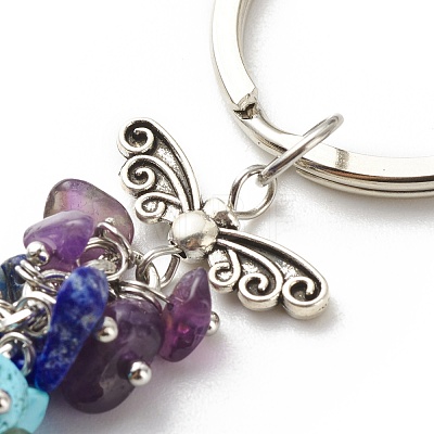 Natural & Synthetic Gemstone Beaded & Handmade Lampwork Pendants Keychain KEYC-JKC00344-1