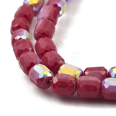 Frosted Imitation Jade Glass Beads Strands GLAA-P058-08A-10-1