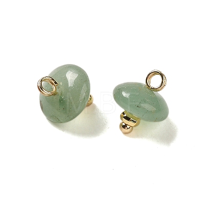 Natural Green Aventurine Rondelle Charms with Rack Plating Brass Loops G-G110-05B-14-1