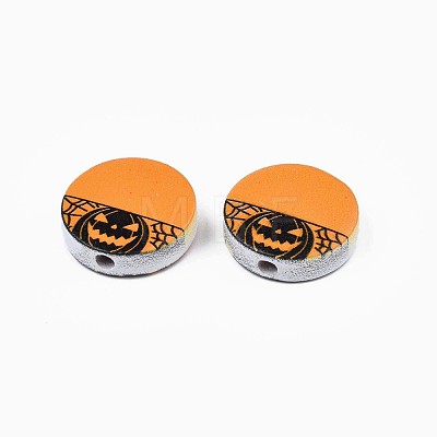 Halloween Printed Natural Wood Beads WOOD-T021-71-1