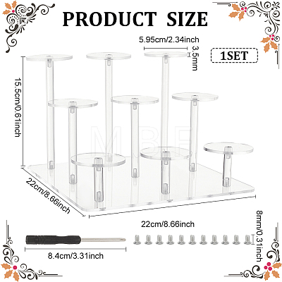 3-Tier Round Transparent Acrylic Toys Action Figures Display Riser Stands ODIS-WH0030-24B-1
