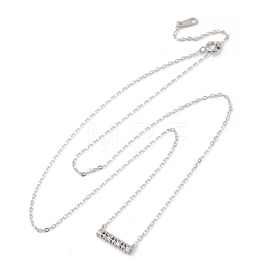 925 Sterling Silver Micro Pave Clear Cubic Zirconia Rectangle Pendant Necklaces for Women NJEW-D316-02P-1