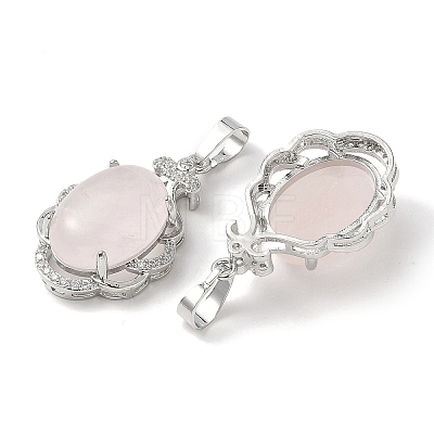 Natural Rose Quartz Oval Pendants G-NH0025-15P-21-1