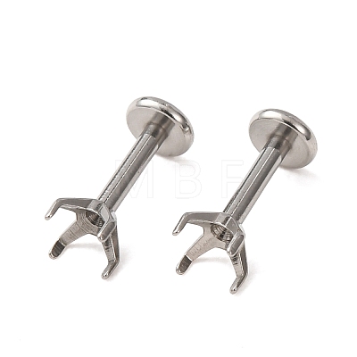 304 Stainless Steel Prong Earring Settings SA-CBA8B85-11B-01-1