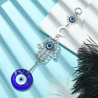 Blue Evil Eye Lampwork Pendant Decorations HJEW-JM01565-1