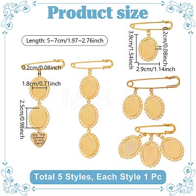 5Pcs Iron Brooches JEWB-UN00011-1