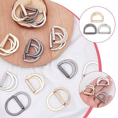 WADORN 24Pcs 3 Colors Alloy Double D Rings FIND-WR0010-56-1