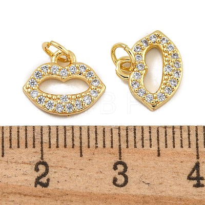 Rack Plating Brass Micro Pave Clear Cubic Zirconia Charms KK-U030-03G-1