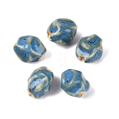 Vintage Handmade Porcelain Wrinkle Beads PORC-Q006-09F-1