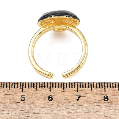 Brass Enamel Adjustable Cuff Rings for Women RJEW-G357-01N-1