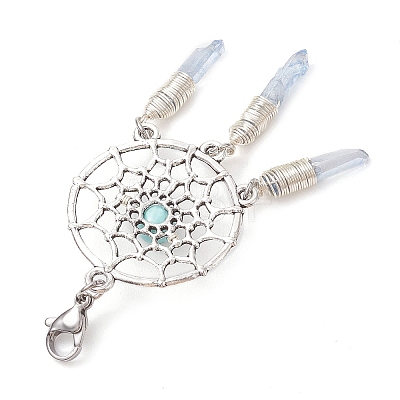 Alloy Woven Net/Web with Synthetic Turquoise Pendants Decorations HJEW-TA00194-02-1